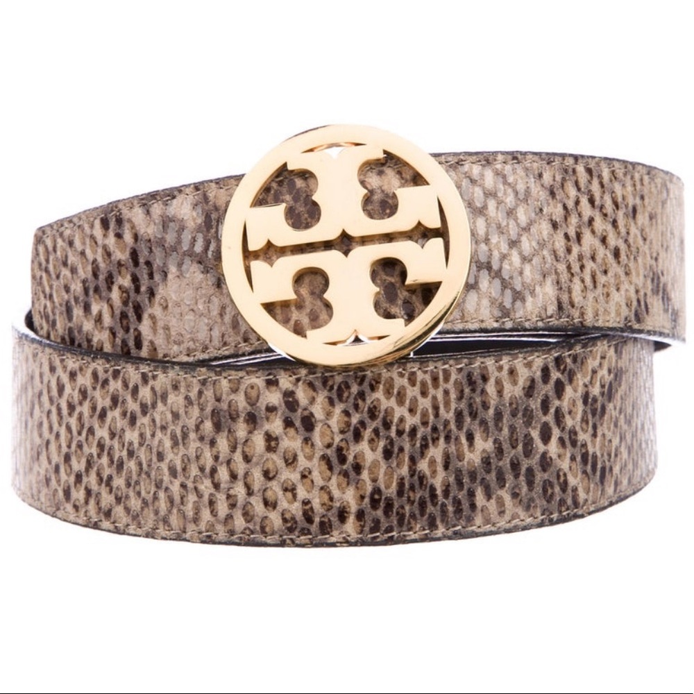 Reversible Tory Burch Black/Snake Skin Belt
